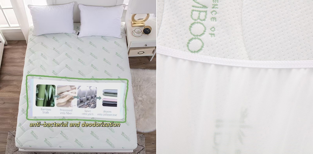 ZC24024 Natural Anti-Bacterial Breathable Soft Bamboo Quilted Mattress Protector