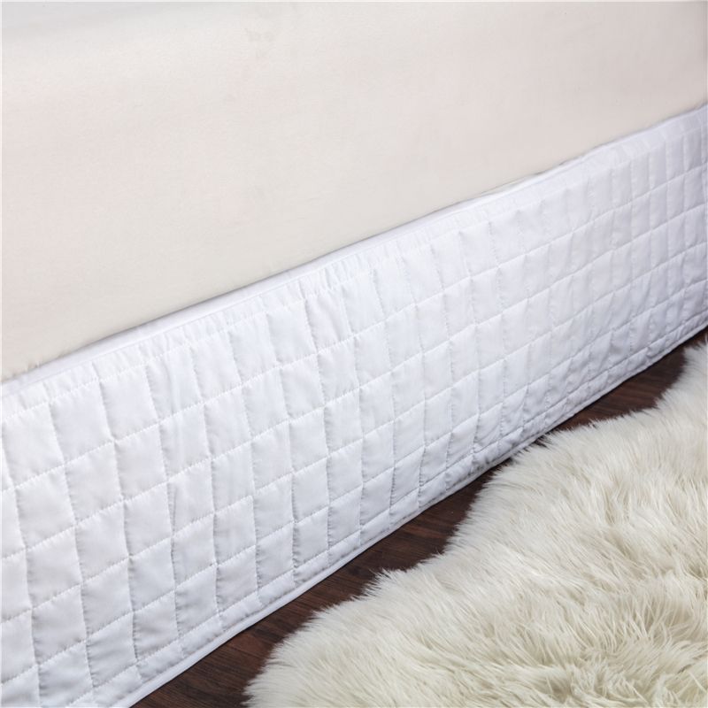 ZC24059 Square Pattern Quilted White Beautiful Bed Skirt