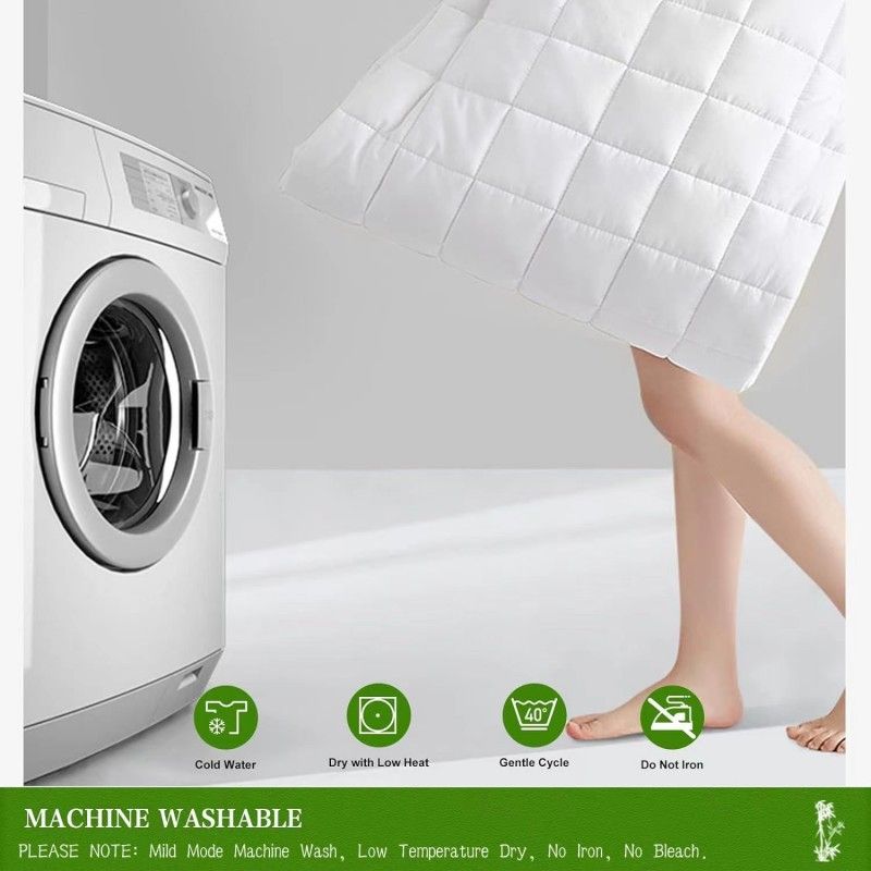 ZC24039 Natural Anti Bacterial Cooling Bamboo Microfiber Fabric Quilted Waterproof Mattress Pad
