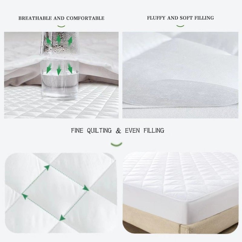 ZC24039 Natural Anti Bacterial Cooling Bamboo Microfiber Fabric Quilted Waterproof Mattress Pad