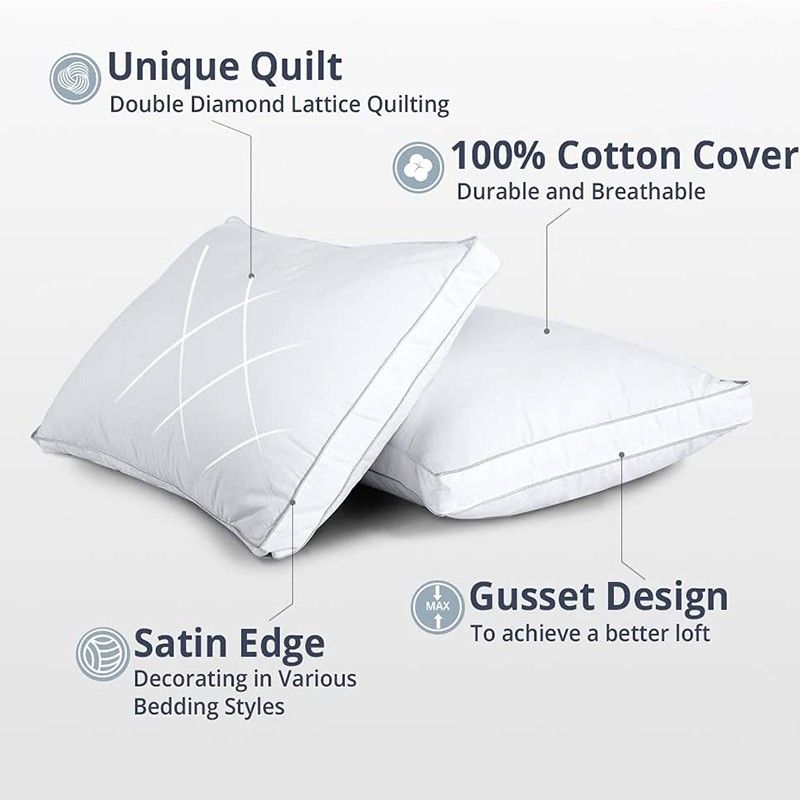 ZC24048 Gusseted Air Ventilation Luxury Cotton Washable Bed Pillow Shell With Pipping Pillow Shell