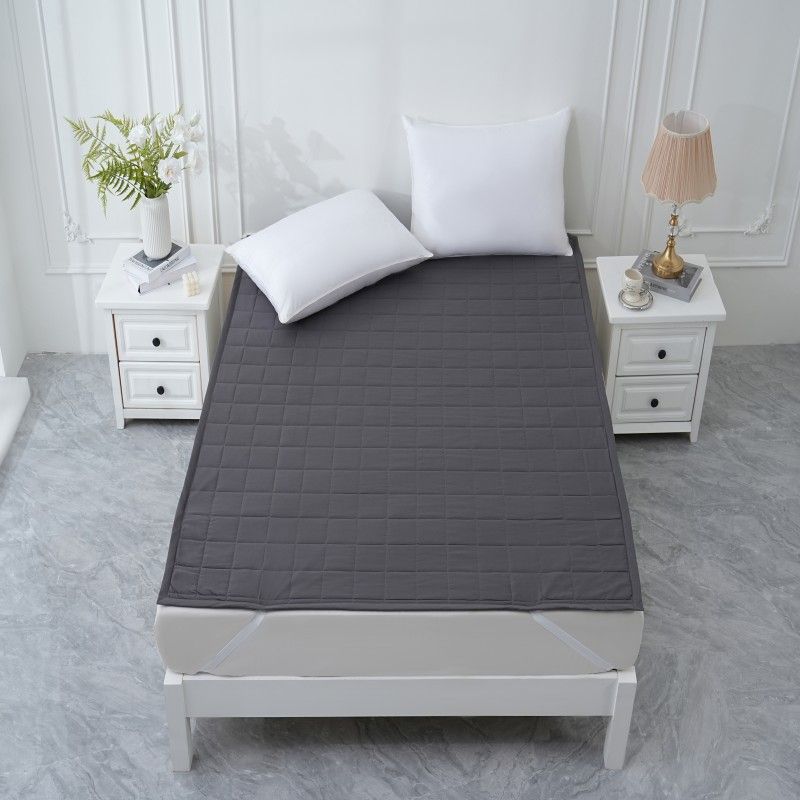 ZC24067 Elegant Polyester Microfiber Quilted Waterproof Mattress Topper/Pad Dark Grey