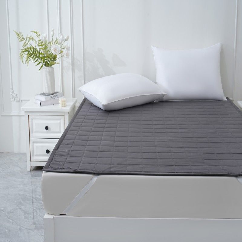 ZC24067 Elegant Polyester Microfiber Quilted Waterproof Mattress Topper/Pad Dark Grey